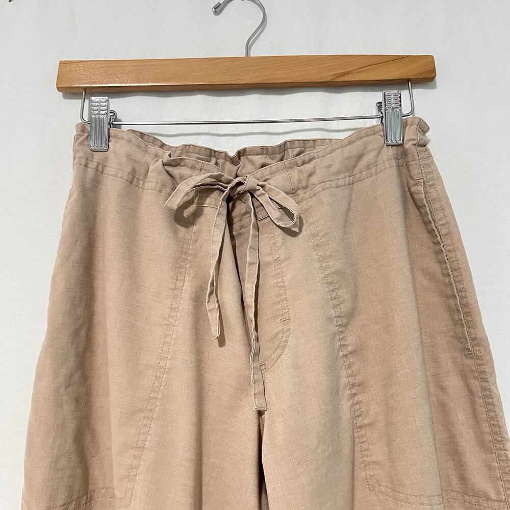 Prana Hemp Blend Wide Leg Pants Small Khaki Drawstring Adjustable Waist Stretch - Picture 2 of 11